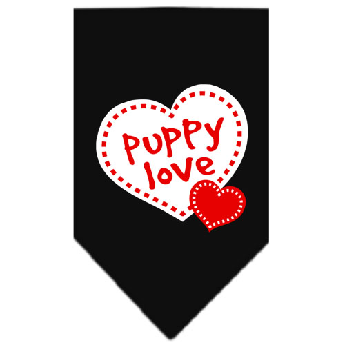 Puppy Love Screen Print Bandana Black Large